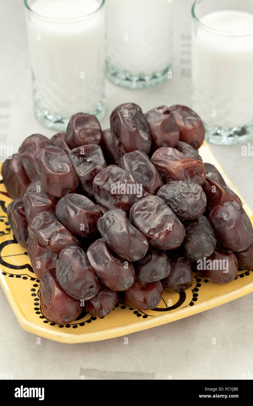 Moroccan dried dates with milk for ramadan Stock Photo Alamy