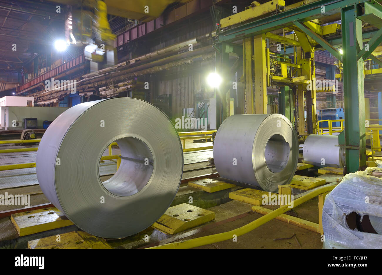 Galvanized role steel in steel plant Stock Photo