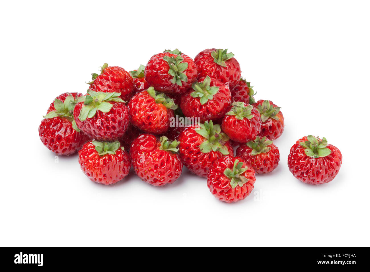 Heap of fresh ripe strasberries on white background Stock Photo