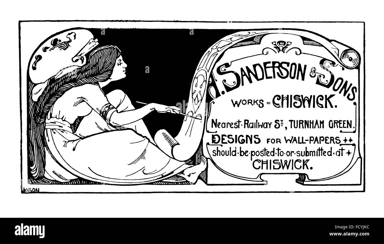 A Sanderson & Sons, Wallpaper manufacturer, London advertisement from 1900 The Studio Magazine Stock Photo