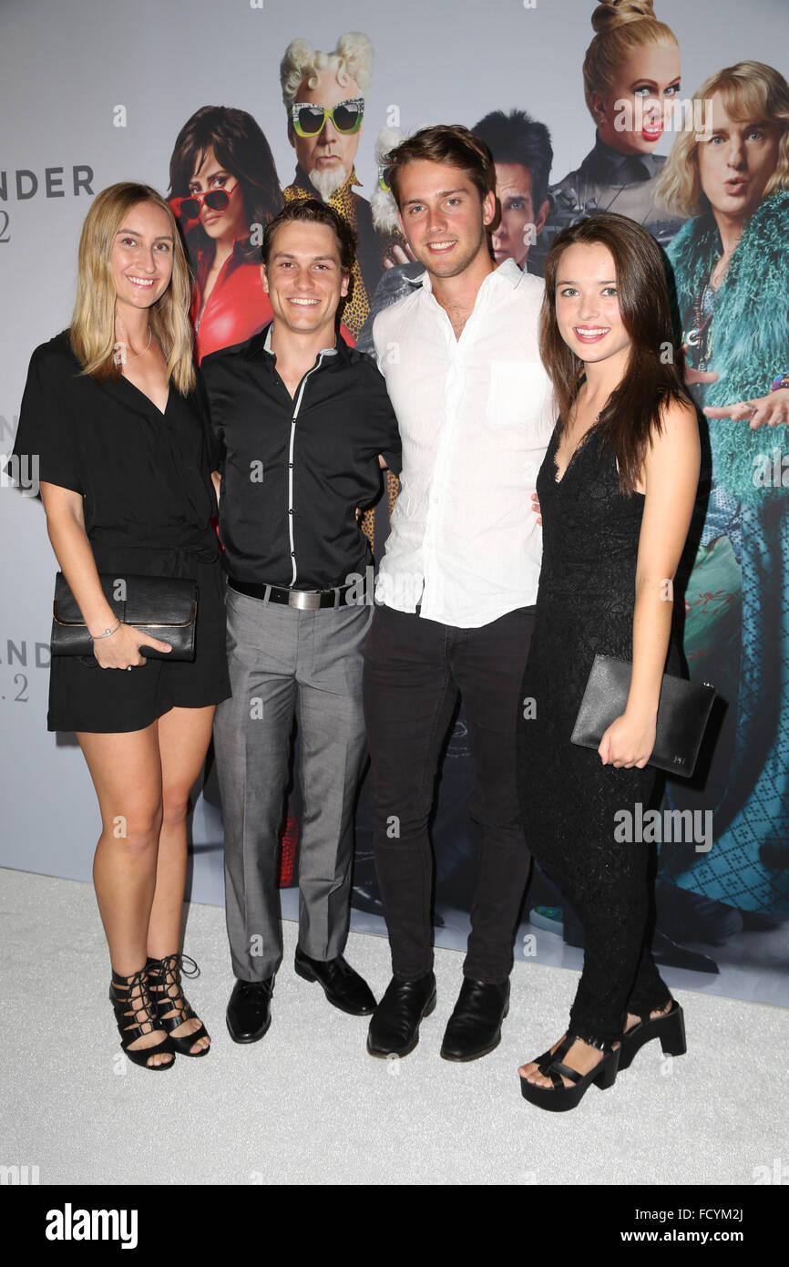 Sydney, Australia. 26 January 2016. Celebrities arrived on the red carpet for the comedy Zoolander No. 2 at the State Theatre, 49 Market Street. Pictured: Jake Speer and girlfriend, Isaac Brown and Philippa Northeast. Credit: Richard Milnes/Alamy Live News Stock Photo