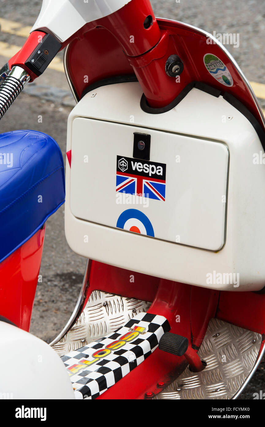 Vespa scooter with Mod stickers Stock Photo