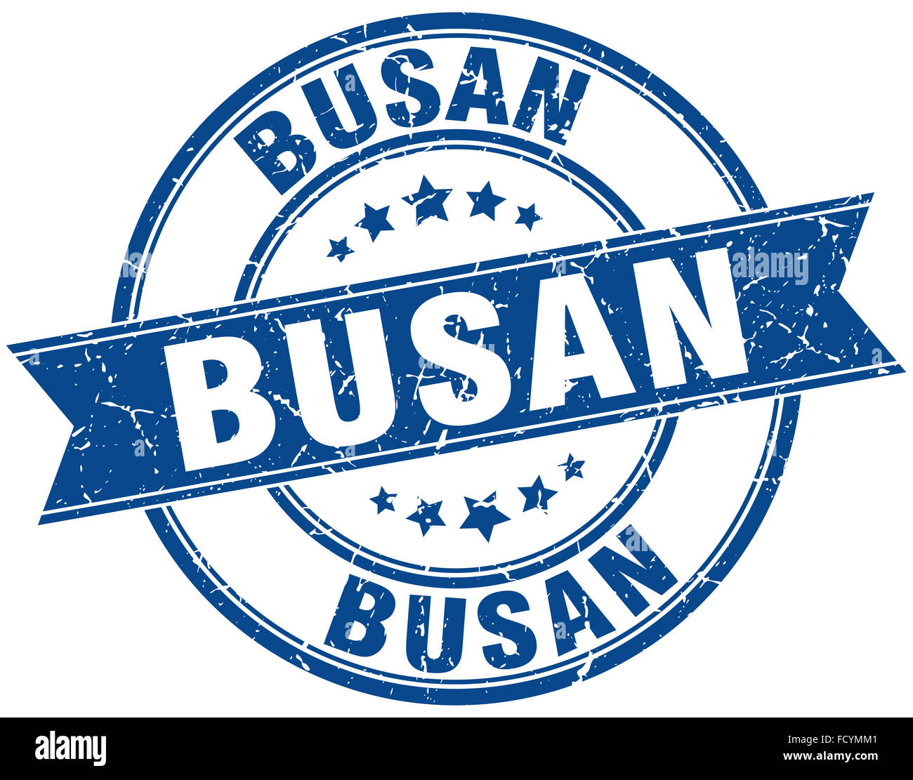 Busan blue round grunge vintage ribbon stamp Stock Photo - Alamy