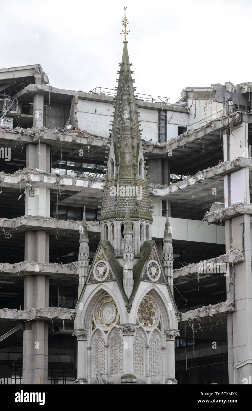 Demolition of the Central Library in Paradise Circus/ Chamberlain Square in Birmingham City Centre. Stock Photo