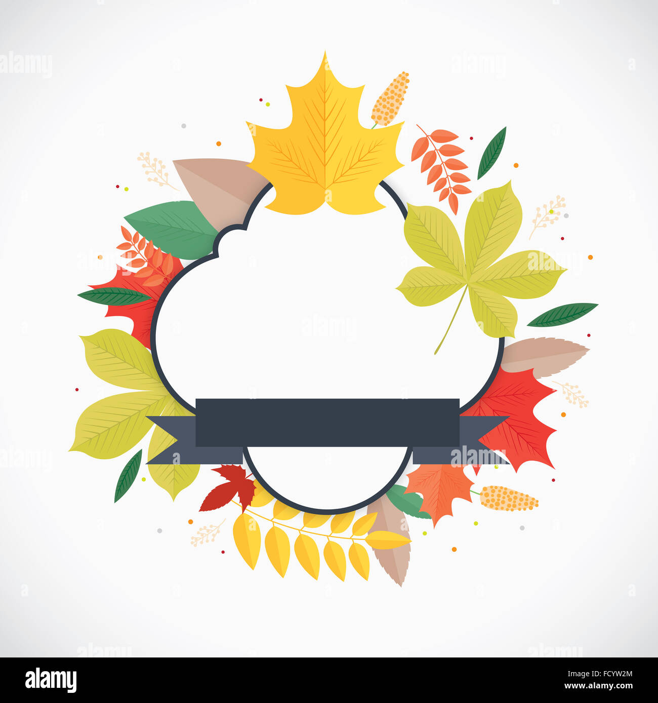 Fall Ribbon Frame Frame with autumn leaves and ribbon Stock Photo - Alamy