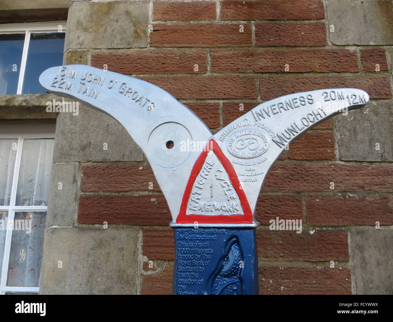 National Cycle Network sign at Dingwall, Scotland Stock Photo Alamy