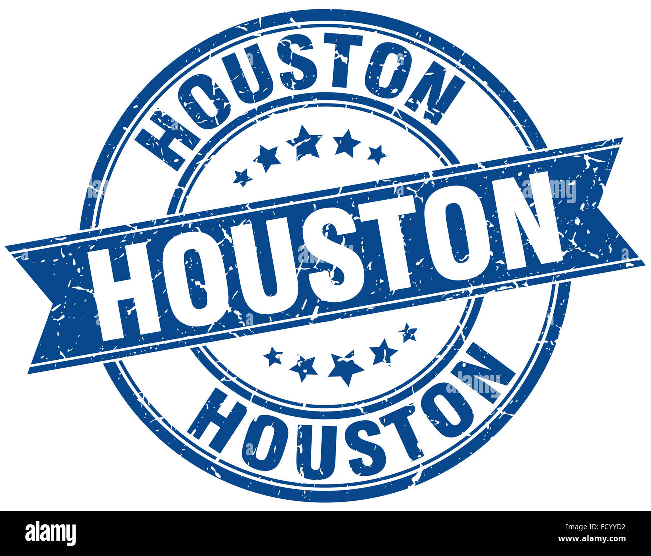 Houston blue round grunge vintage ribbon stamp Stock Photo - Alamy