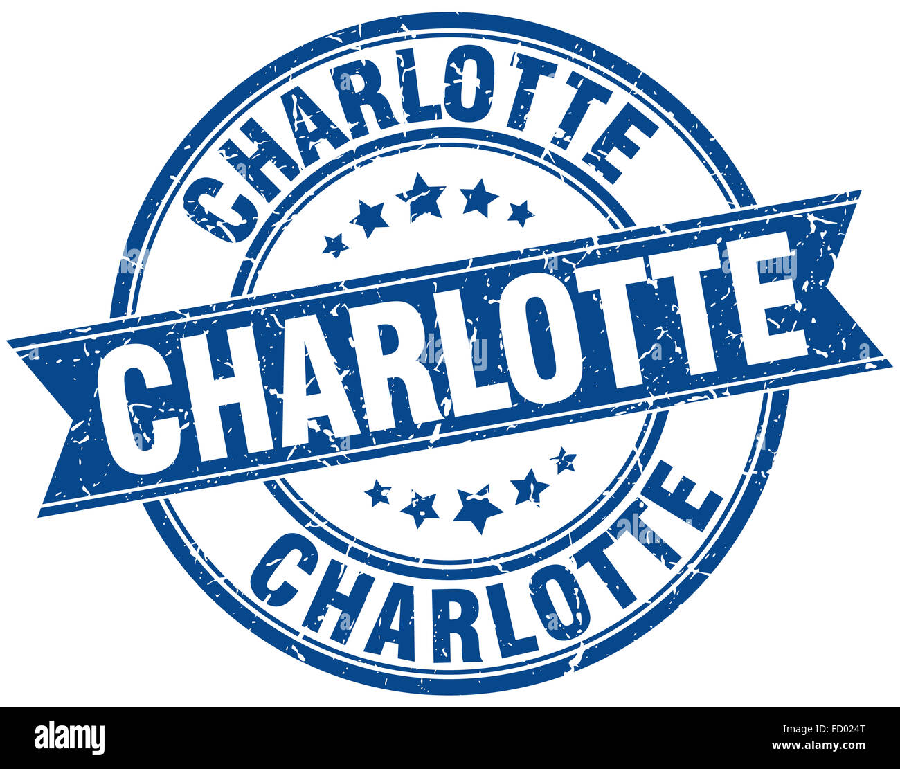 Charlotte blue round grunge vintage ribbon stamp Stock Photo - Alamy