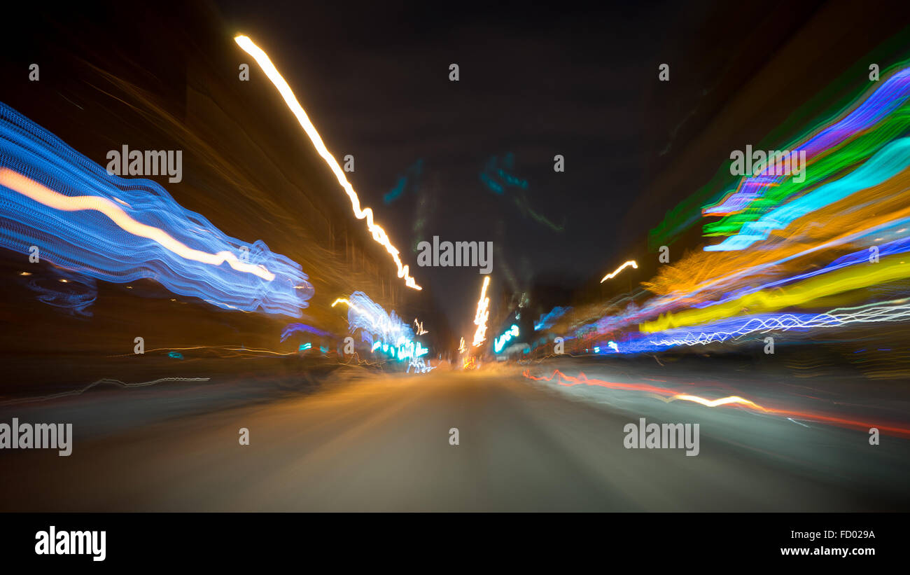 Night blurred city lights of streets and moving cars Stock Photo - Alamy