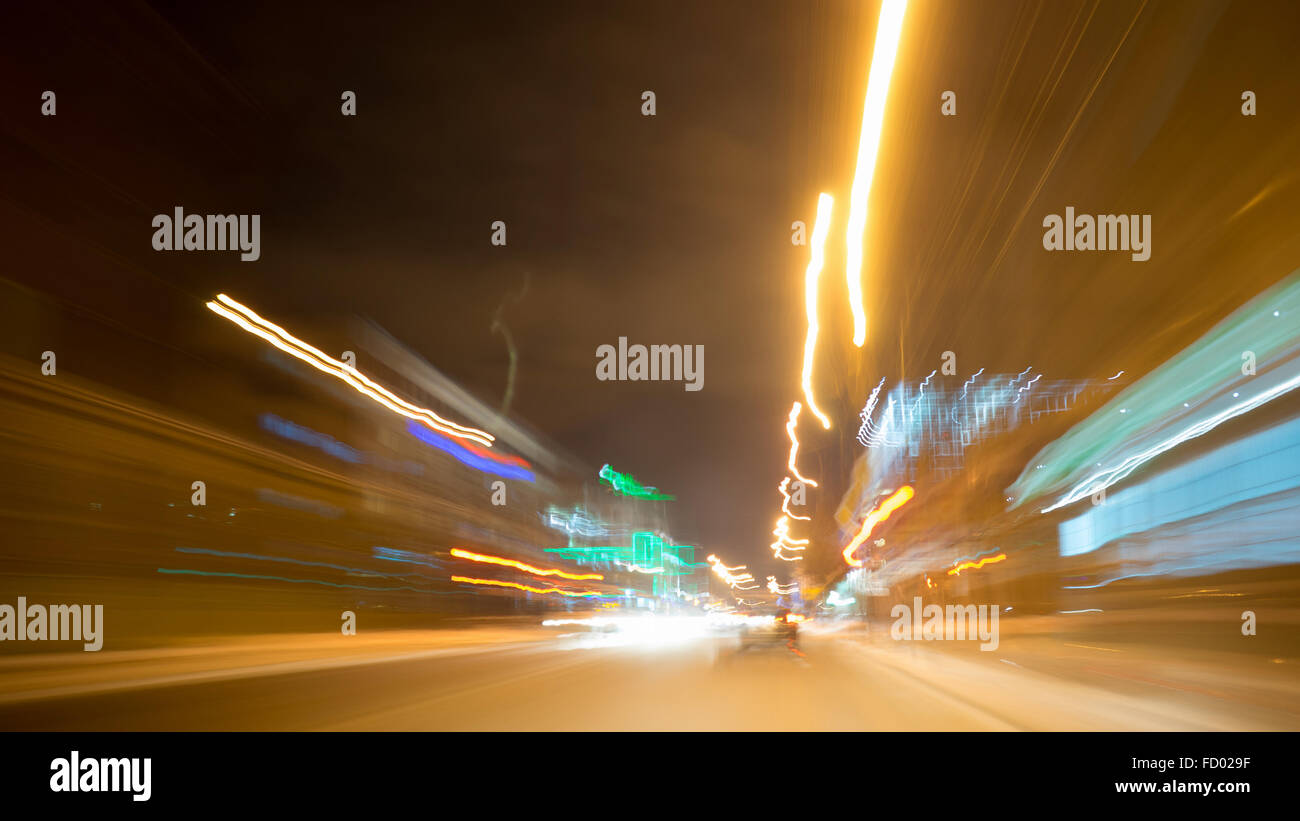 Night blurred city lights of streets and moving cars Stock Photo - Alamy
