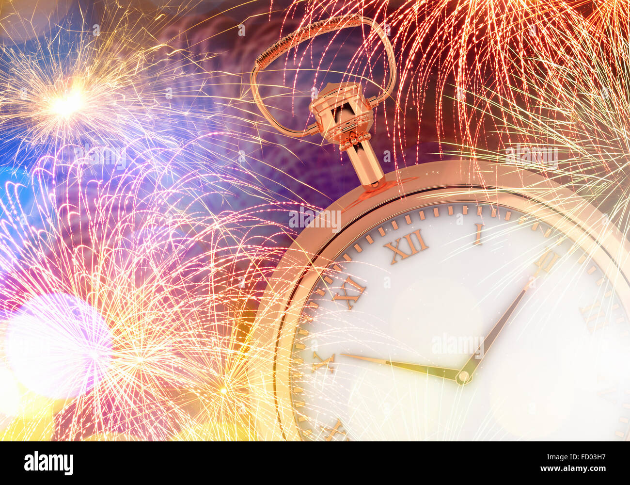 Simple Clock Firework Conceptual image of clock with bokeh lights and firework Stock Photo ...