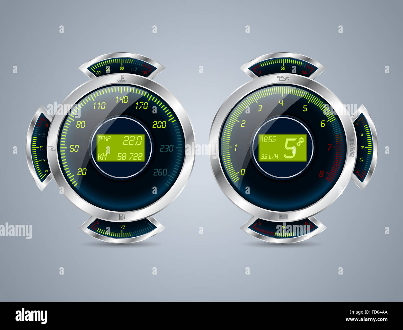 Fully digital speedometer rev counter with fuel water turbo and other ...