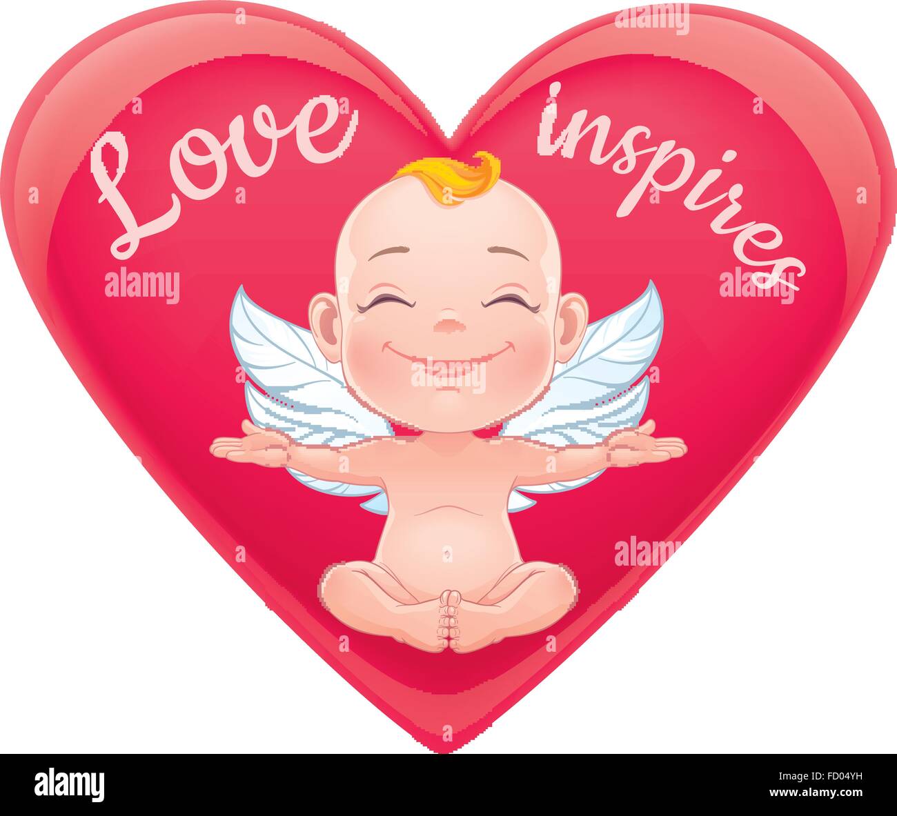 St. Valentine's card. Vector illustration with happy baby cupid ...