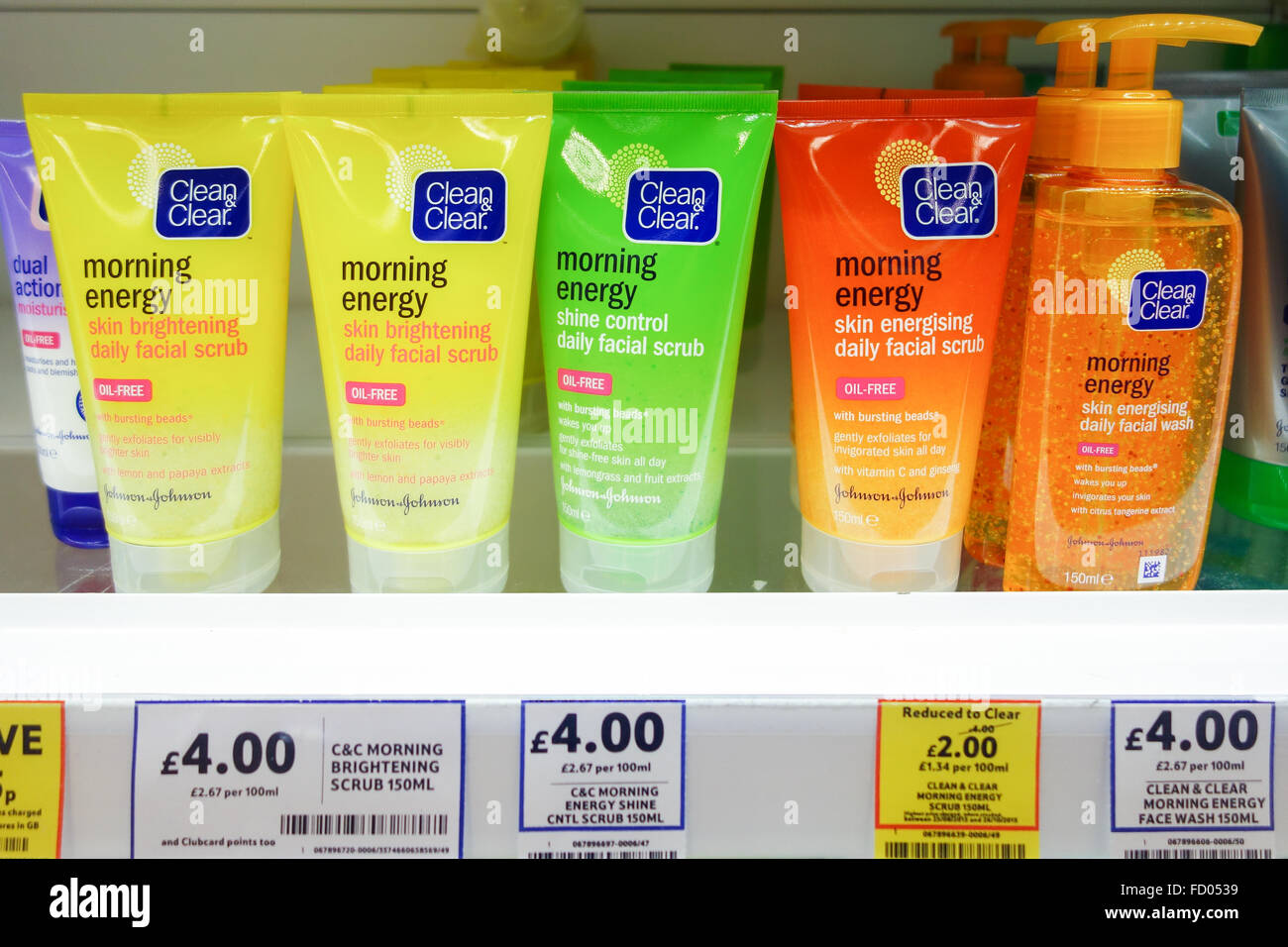 Clean & Clear facial scrubs containing plastic microbeads on sale for