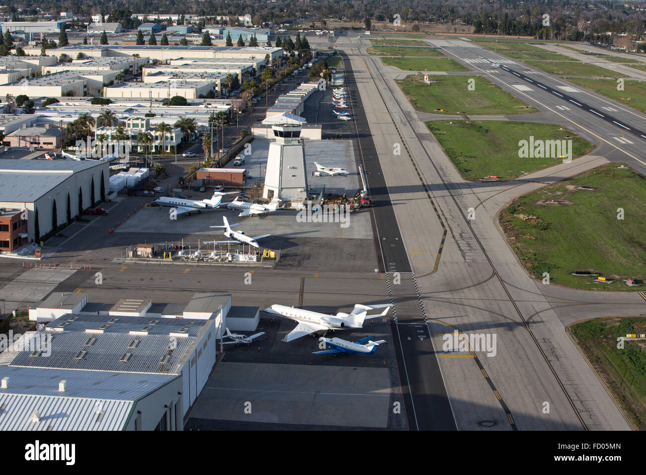 Van Nuys Airport in Van Nuys, California. Stock Photo