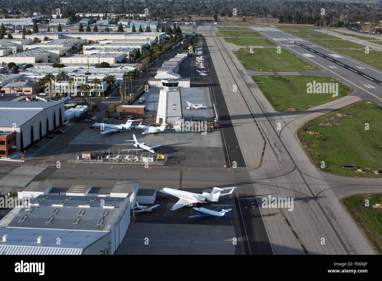Van Nuys Airport in Van Nuys, California. Stock Photo