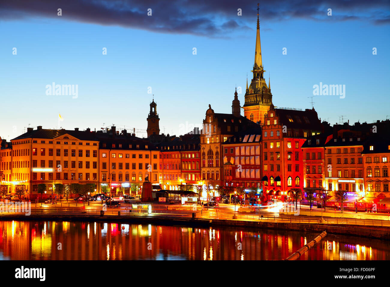 Stockholm at night, Sweden Stock Photo