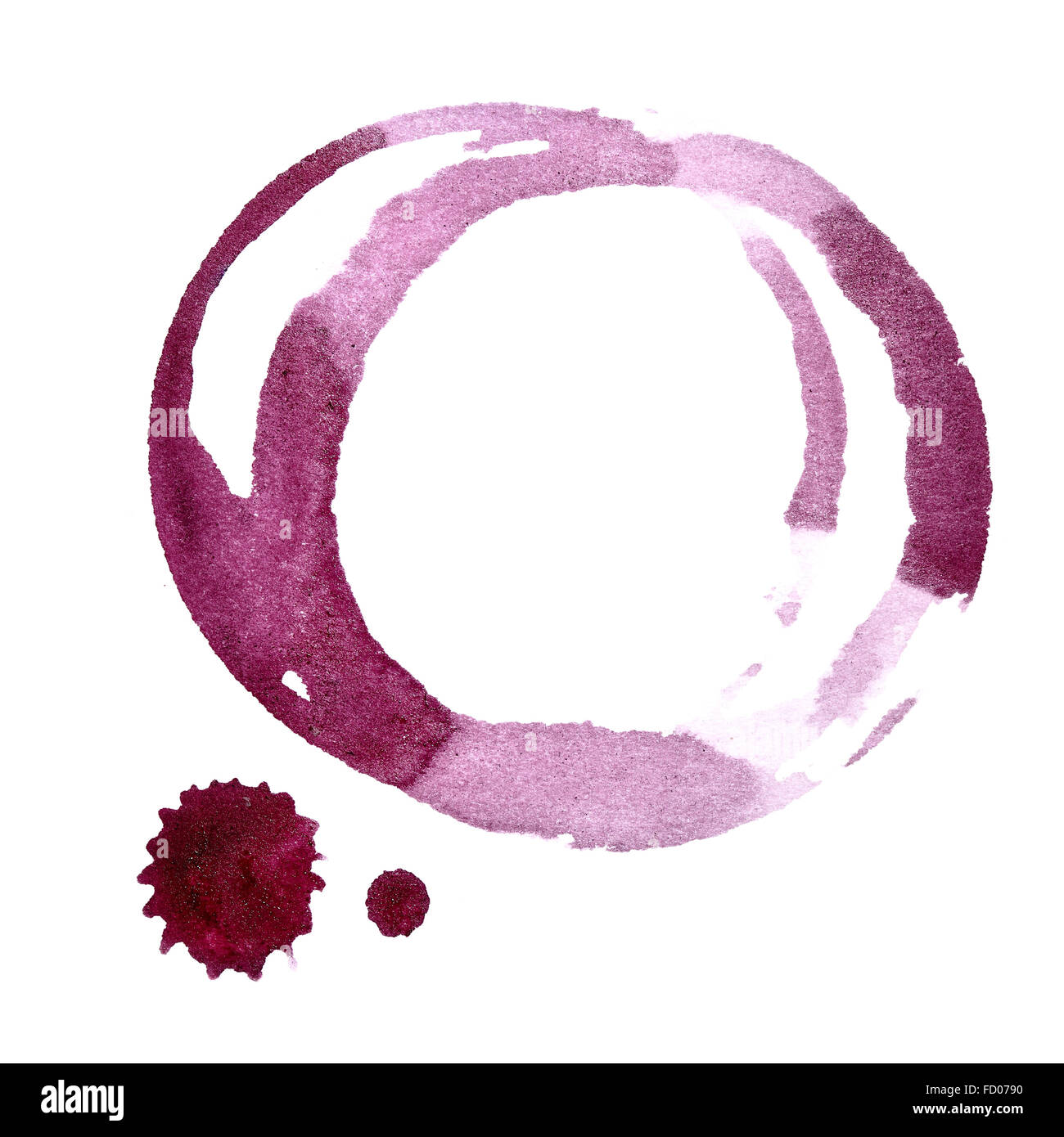 Stains of red wine isolated on the white background (Used real red wine