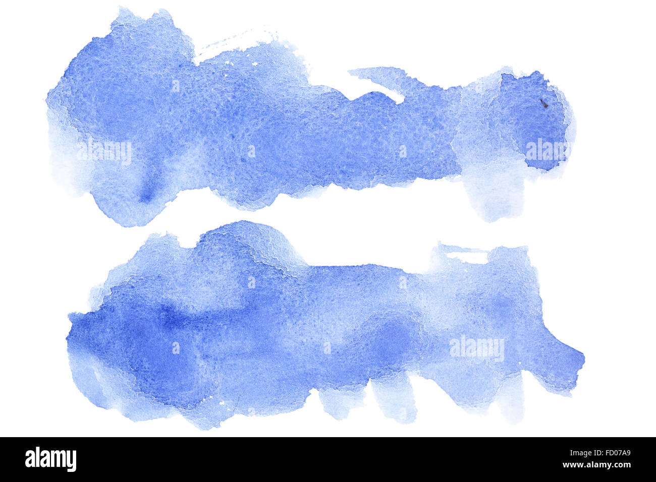 Blue watercolor brush strokes isolated on the white background Stock ...