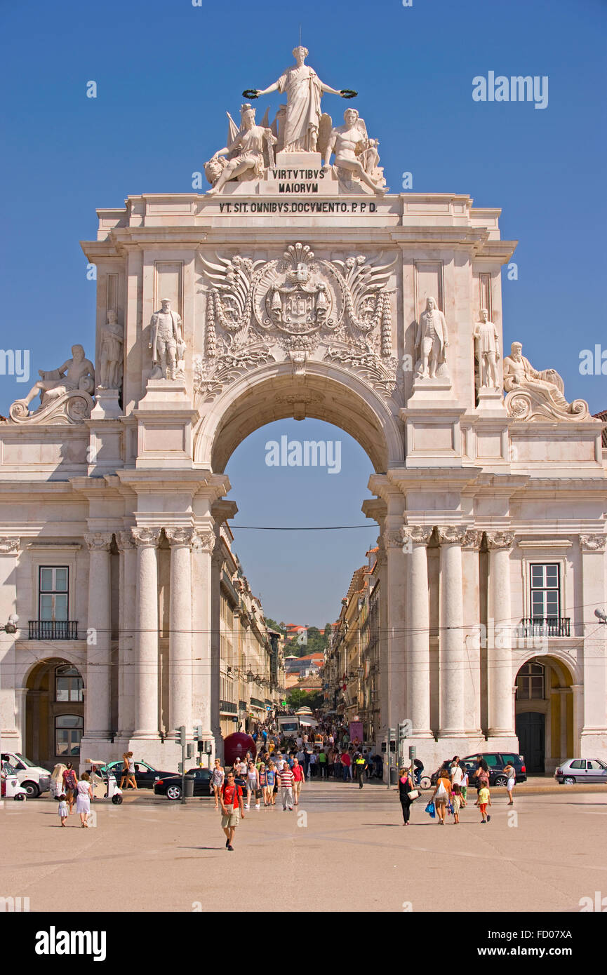 Praça do Comércio Arch in Lisbon, Portugal Stock Photo