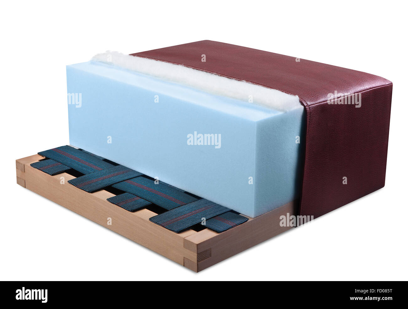 Cross section of sofa, armchair, mattress and upholstery Open