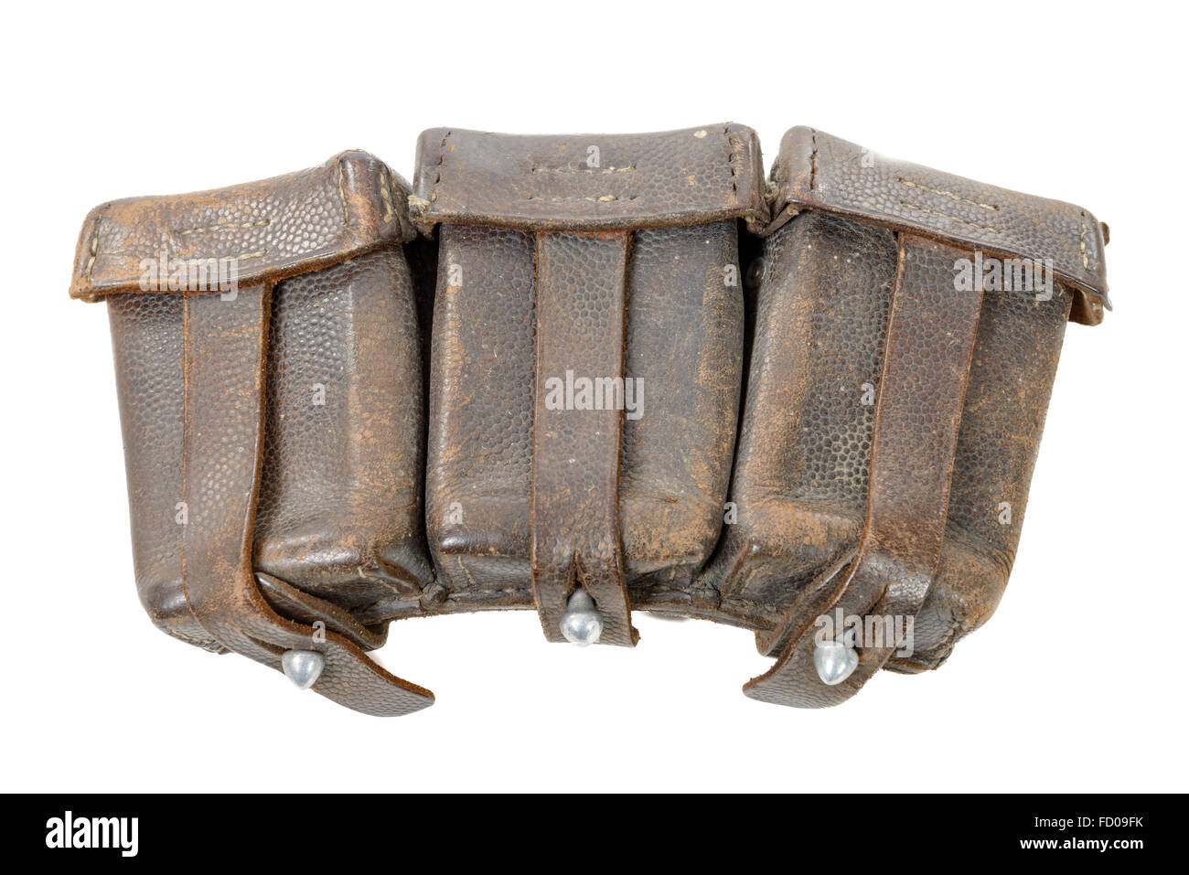 ww ii german leather ammo pouch isolated on white background Stock