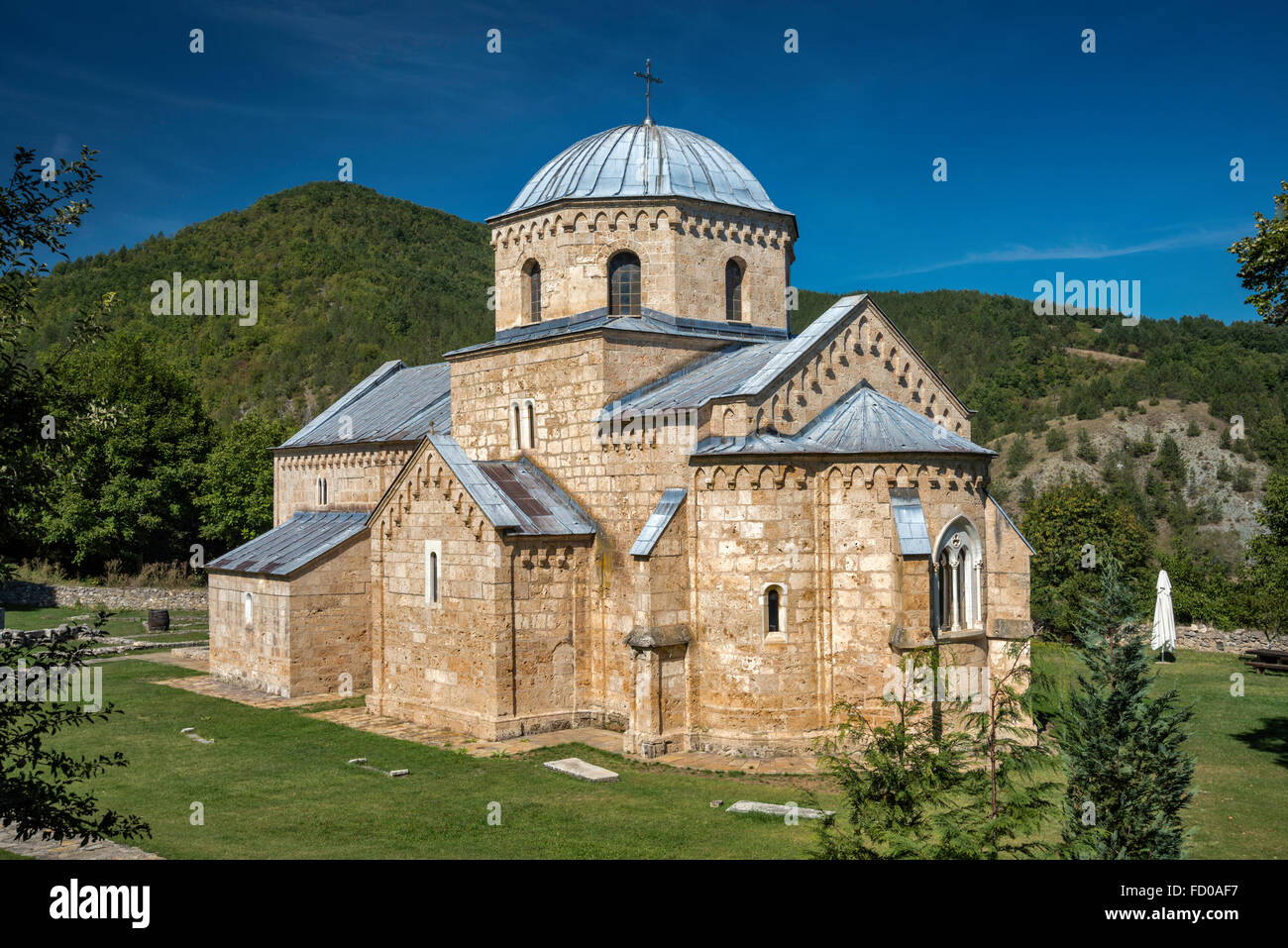 Church, Byzantine style,  at Gradac Monastery, near Raska, Serbia Stock Photo