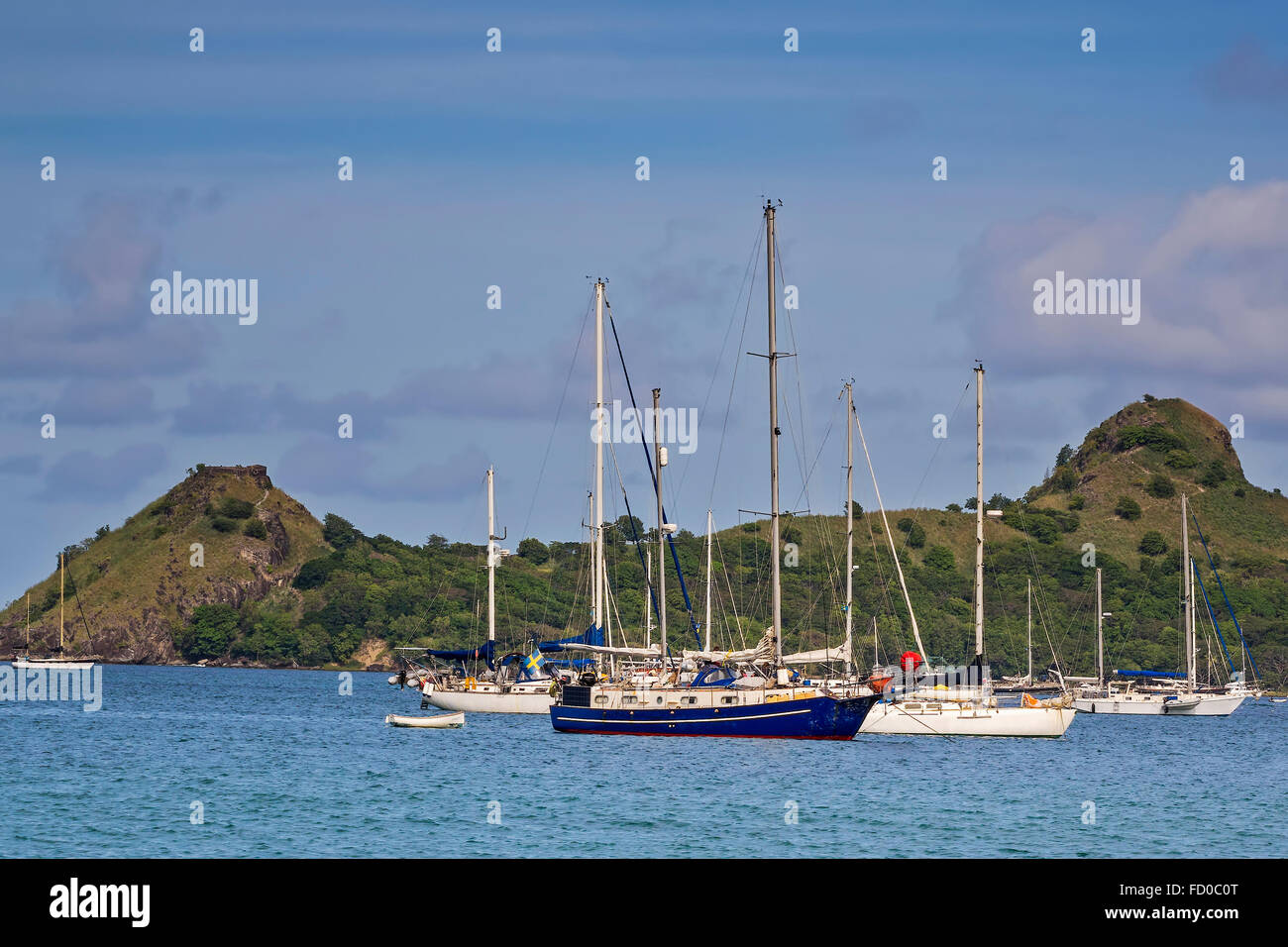 Boats At Pigean Island Reduit Beach St. Lucia West Indies Stock Photo
