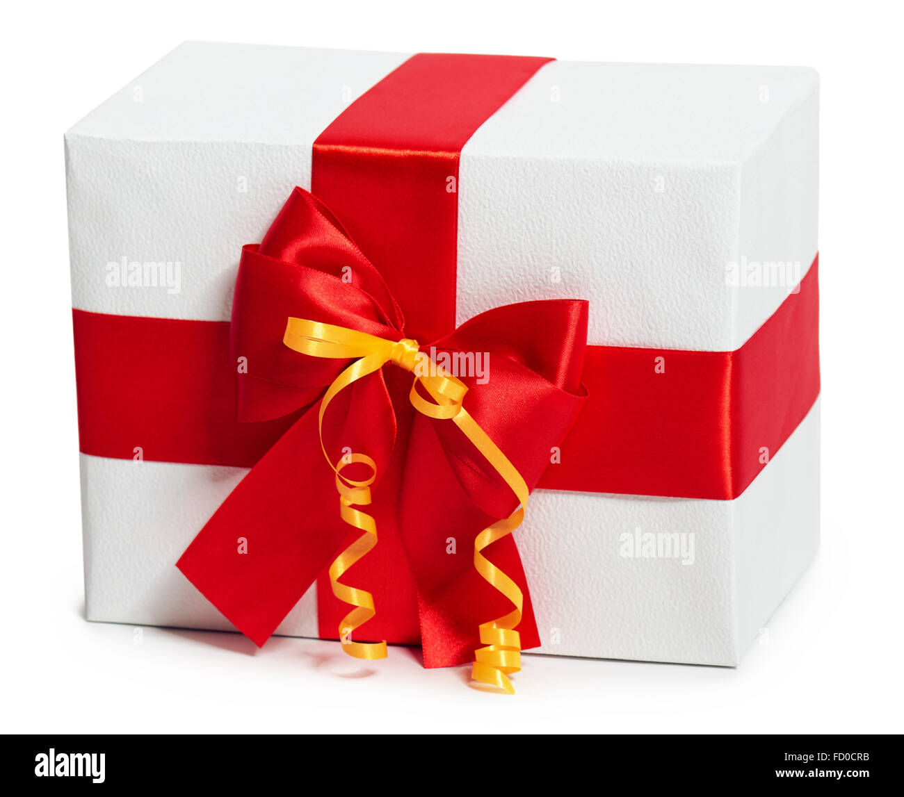 gift box with ribbon and bow on white background Stock Photo - Alamy