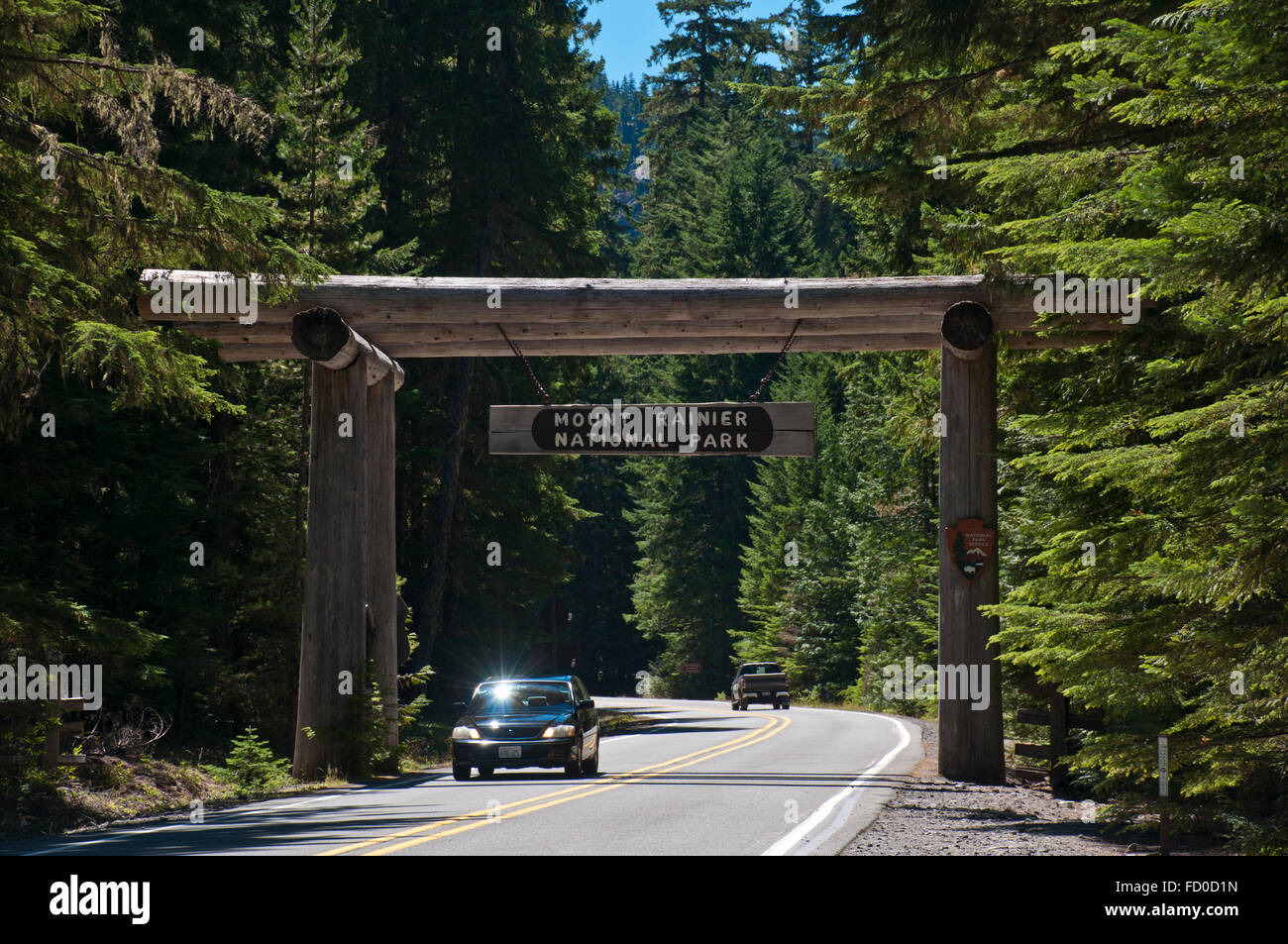 Mt Rainier National Park, Entrance Sign Stock Photo Alamy