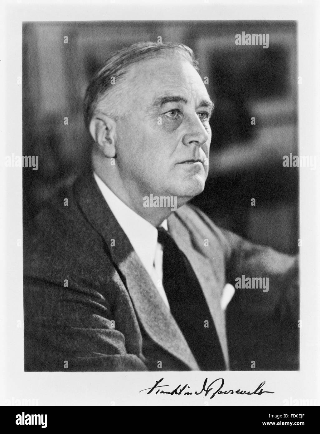 Franklin D Roosevelt. Signed portrait of Franklin D Roosevelt, the 32nd President of the USA, c. 1941 Stock Photo