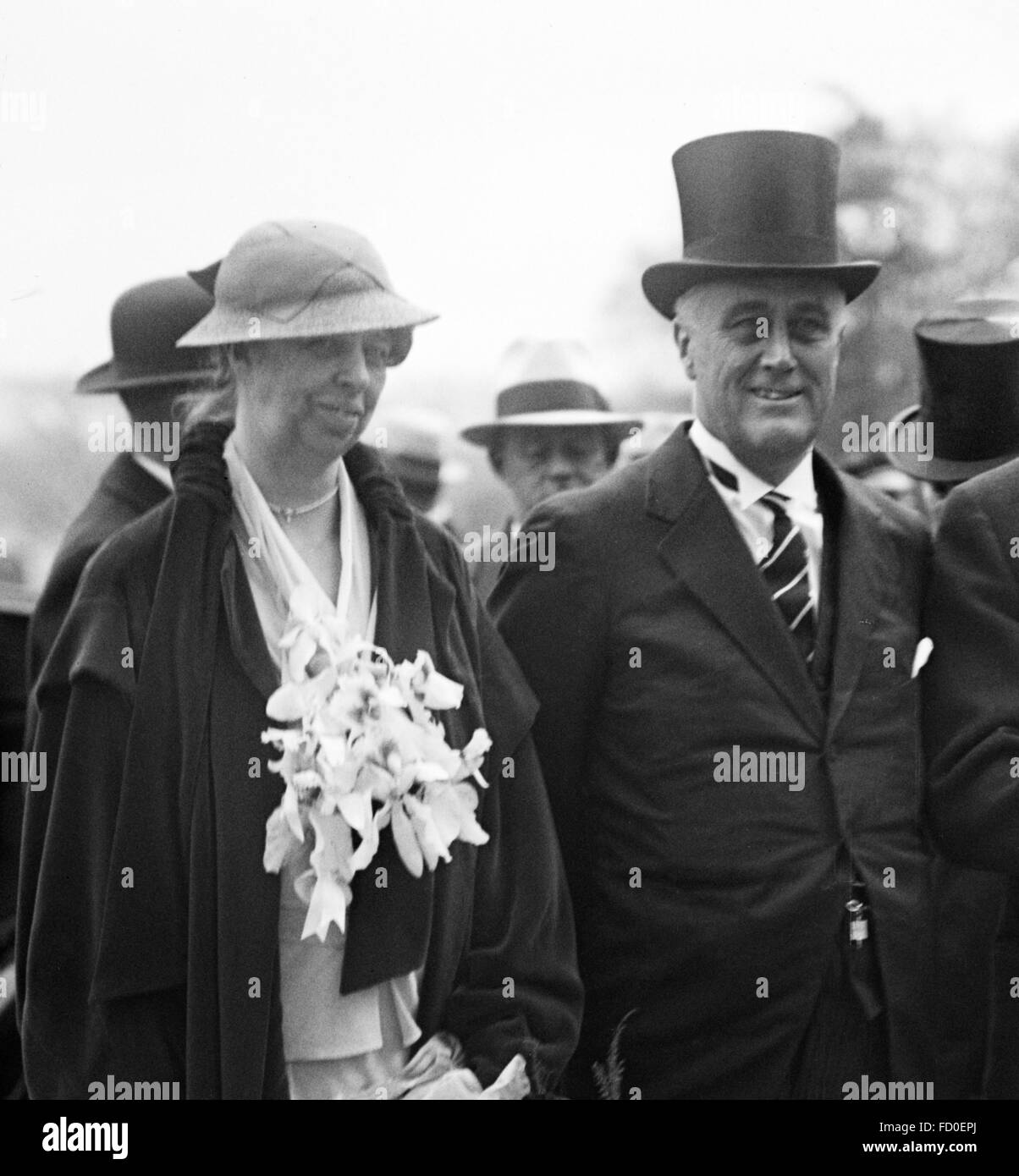 President Franklin D Roosevelt, the 32nd President of the USA, with his wife, Eleanor Roosevelt, at his inauguration in Washington DC on March 4th 1933 Stock Photo