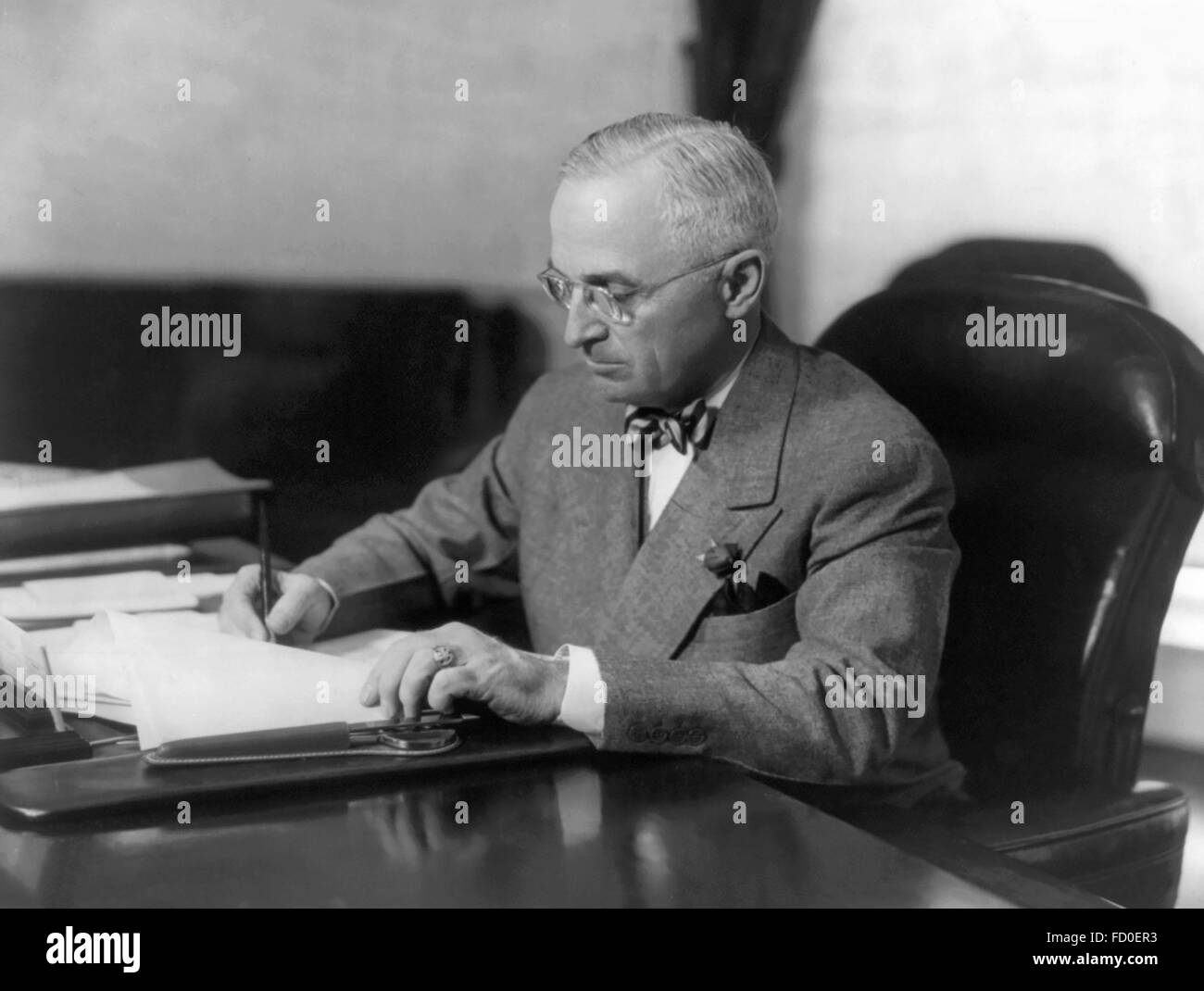 Harry S Truman, portrait of the 33rd President of the USA, c.1945 Stock Photo