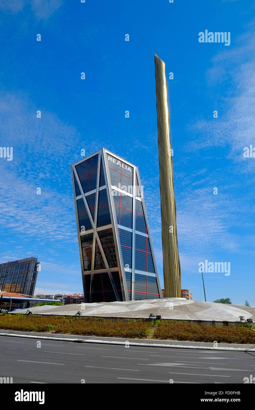 Gateway of Europe Leaning Towers Madrid Spain ES Stock Photo