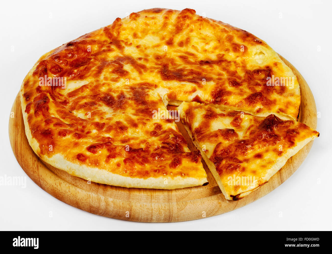 pita bread baked bread on a wooden round board Stock Photo Alamy