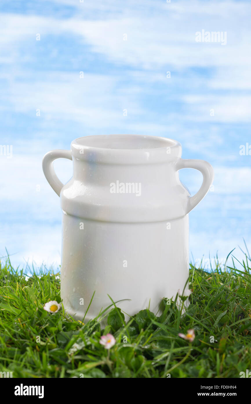 Old style milk jug Stock Photo Alamy