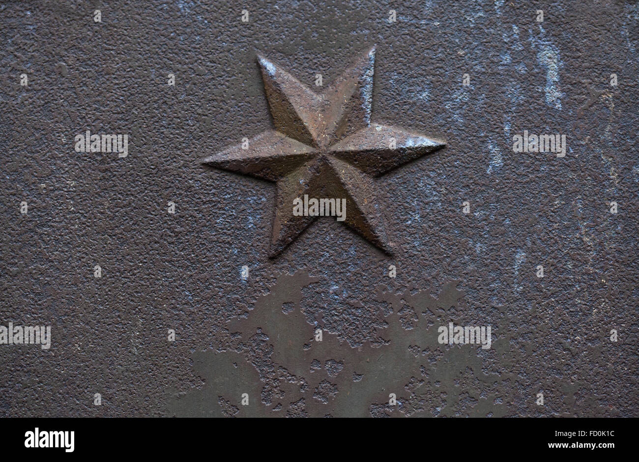 Iron cast hexagram. Detail of a tombstone in the churchyard in Creglingen, Baden-Wurttemberg, Germany. Stock Photo