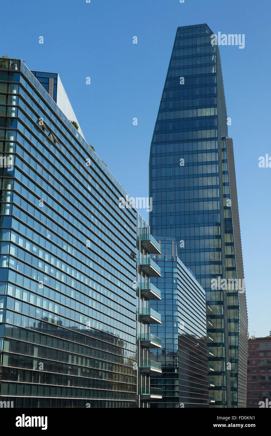 Diamond Tower and the Diamantini Buildings designed by the Kohn Pederson Fox in the Porta Nuova district in Milan, Italy. Stock Photo