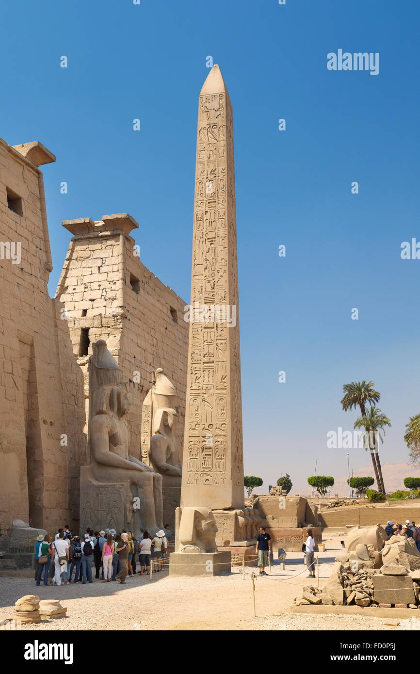 Granite Obelisk in Luxor Temple. Luxor, Egypt Stock Image - Image of  history, located: 182031837