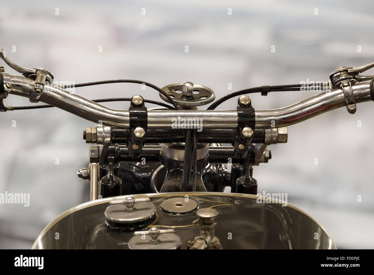 Old historical vintage motorbike, closeup Stock Photo