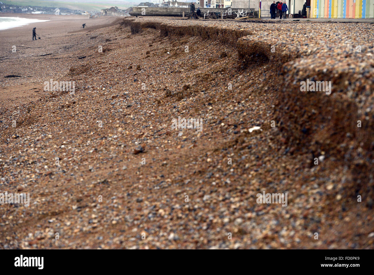 Seaford beach, East Sussex, UK. showing servere coastal erosion after winter storms Stock Photo