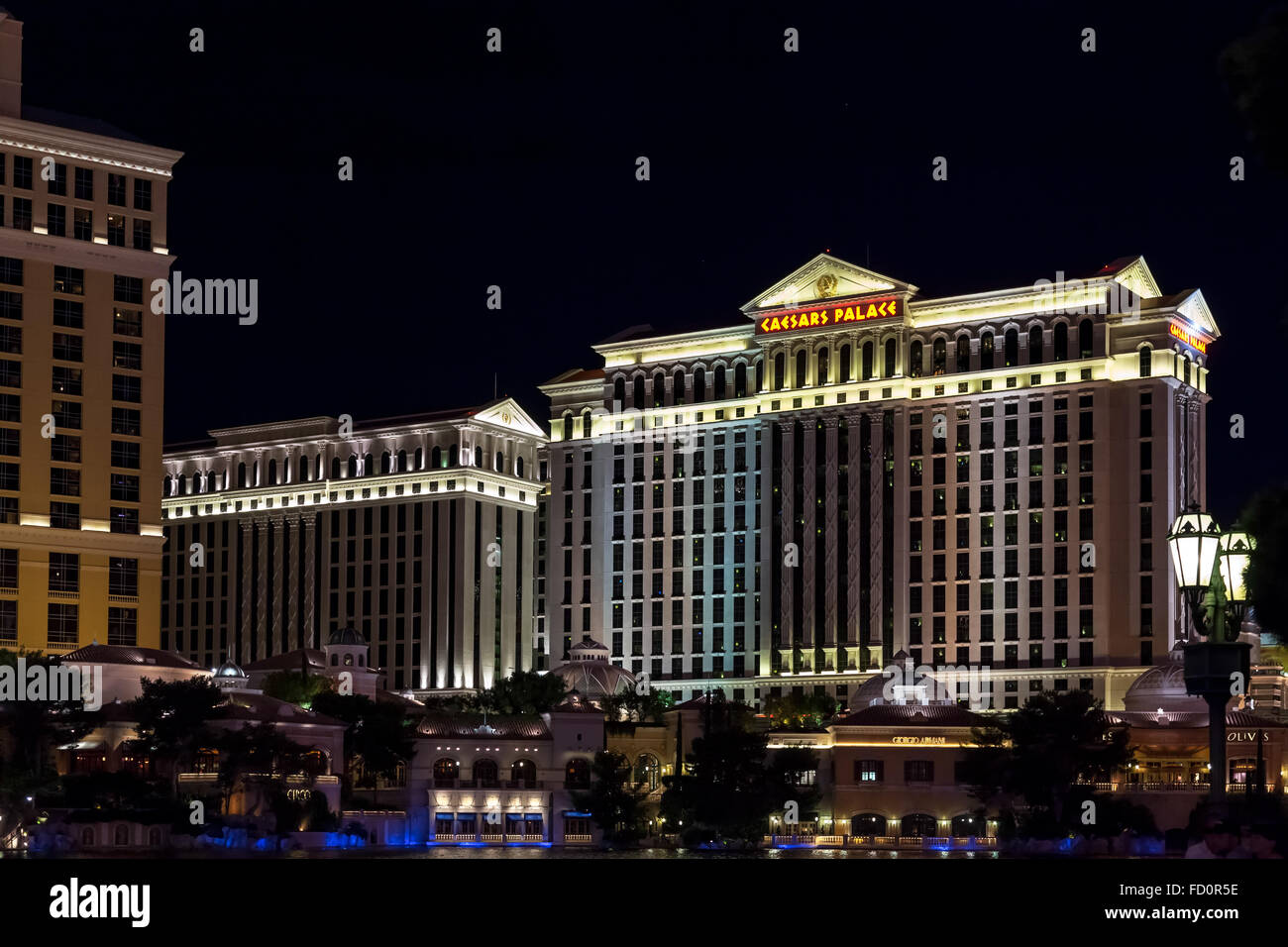 Caesar's Palace Hotel and Casino at night in Las Vegas Stock Photo - Alamy