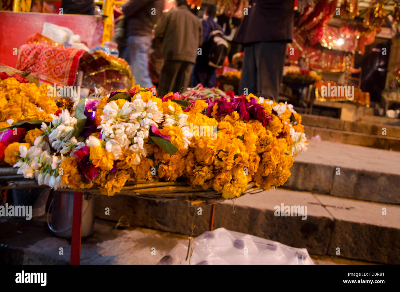 Flowers in Varanasi Stock Photo Alamy