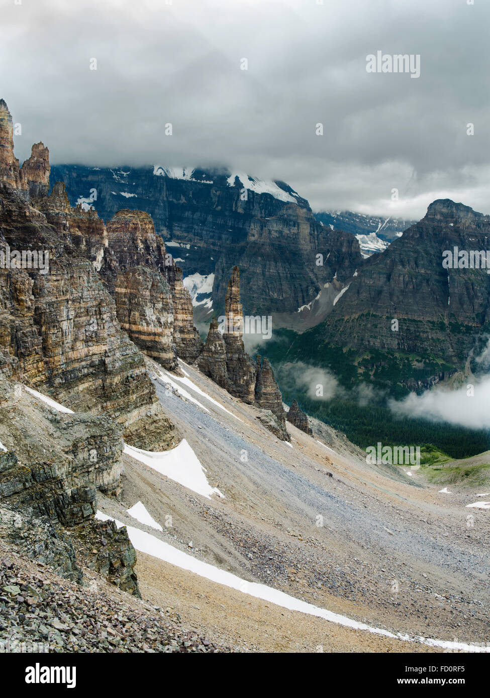 Sentinel Pass An alpine spire on the north side of Sentinel Pass; Banff National Park ...