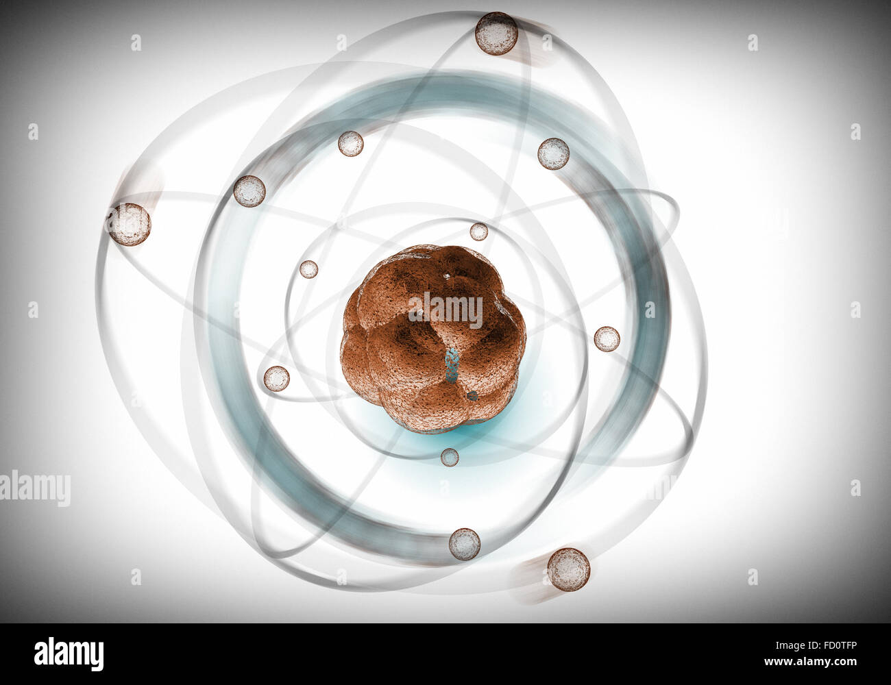 Close up illustration of atomic particle for nuclear energy imagery ...