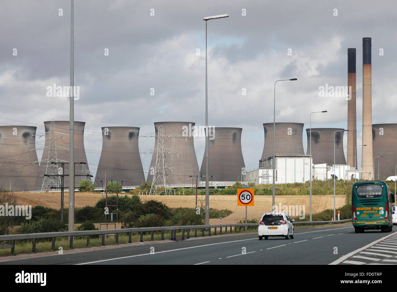 power station Ferrybridge at the M62, UK Stock Photo