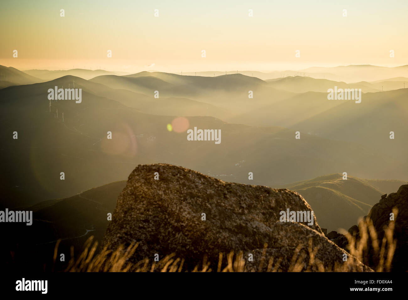 Catching light on Serra da Estrela Portugal Stock Photo