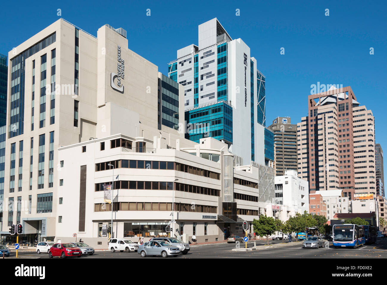 Office buildings in CBD, Riebeek Street, Cape Town, City of Cape Town Municipality, Western Cape Province, South Africa Stock Photo