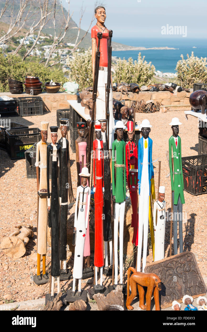 Carved African figures for sale on roadside, Cape Peninsula, City of Cape Town, Western Cape