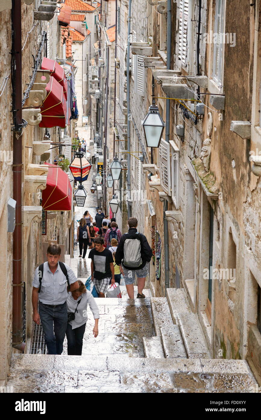 Dubrovnik Old Town Street, Dalmatia, Croatia Stock Photo